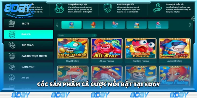 Khám phá các sản phẩm cá cược nổi bật tại 8Day